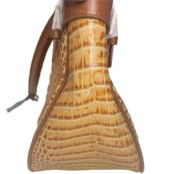 Charlie Lapson Leather Handbag DEFECT Croc Embossed Satchel NWT - Picture 7 of 16